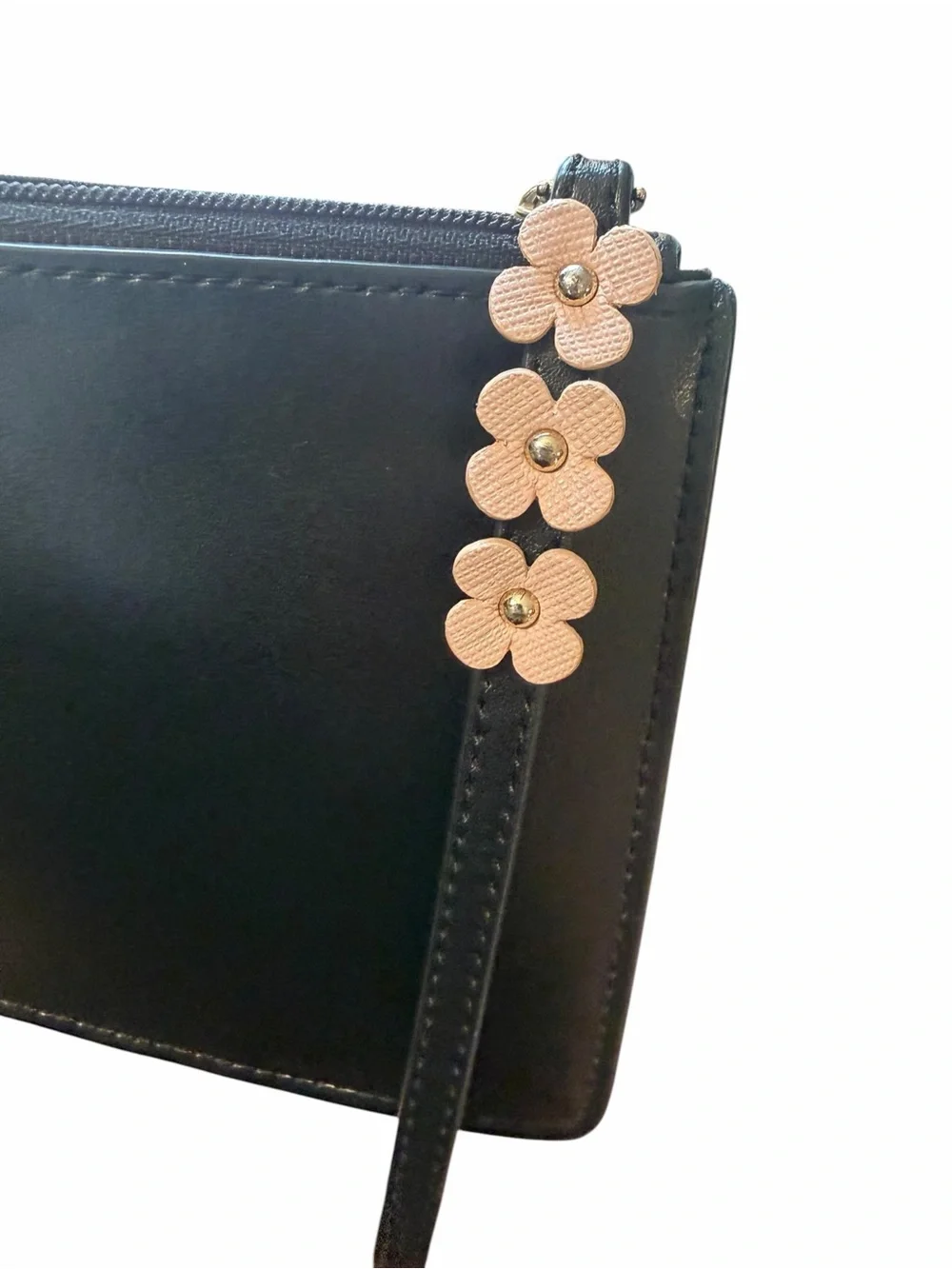 Kate Spade Felicity Floral Applique Leather Eli Wristlet, Black $89 Retail